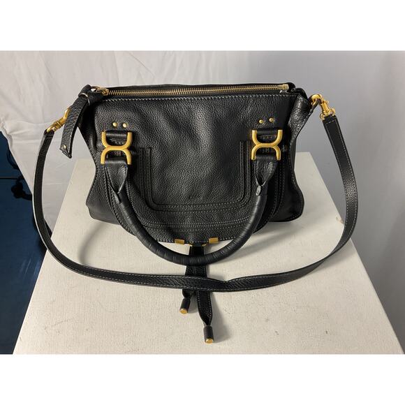 Chlo� Medium Black Leather Marcie Leather Satchel - Picture 2 of 8